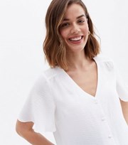 New Look Curves Maternity White Button Crinkle Blouse